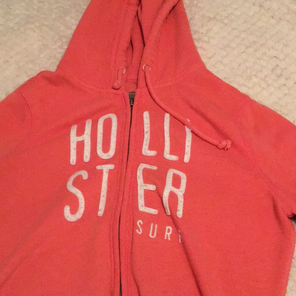 Peach/ Pinkish Red Hollister Zip-Up Jacket